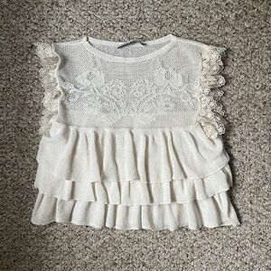 Zara Cream Ruffle Top